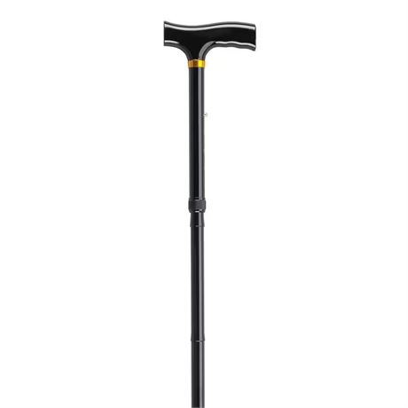 Canne pliable légère ajustable poignée en T noire