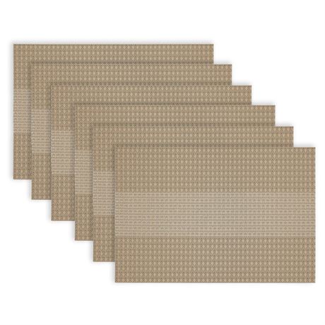 LOT DE 6 Napperons Milan 18 x 12 po champagne rayures Lurex réversibles