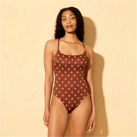 XL - Maillot 1 pc femmes jacquard solaire col rond couv. cheeky Shade & Shore