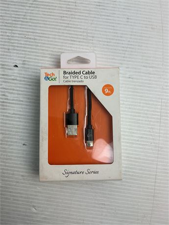 Câble USB vers USB-C tressé 9 pi noir