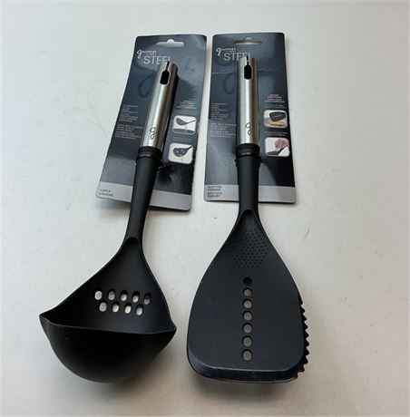 Ensemble louche et spatule perforée gourmet