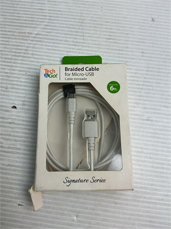 Câble Micro-USB tressé 6 pi blanc