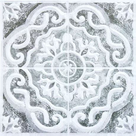 Carreau de dosseret autocollant gaufré gris Ada (4 FEUILLES)