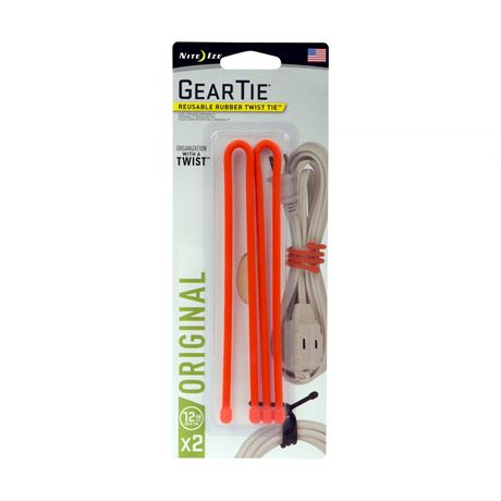 Attaches Gear Tie 12 po orange lot 2 paquets de 2