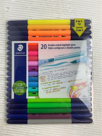 Surligneurs Staedtler double embout 2 en 1 (paquet de 20)