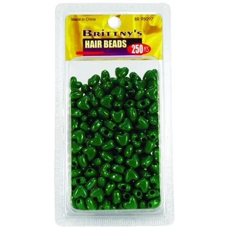 LOT DE 4 PAQUETS - Perles cœur Brittny vert lot de 250