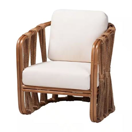 Fauteuil Westham en rotin et jonc de mer brun clair