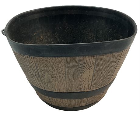 Grand pot baril rond patio ext. jardin 11,3 po