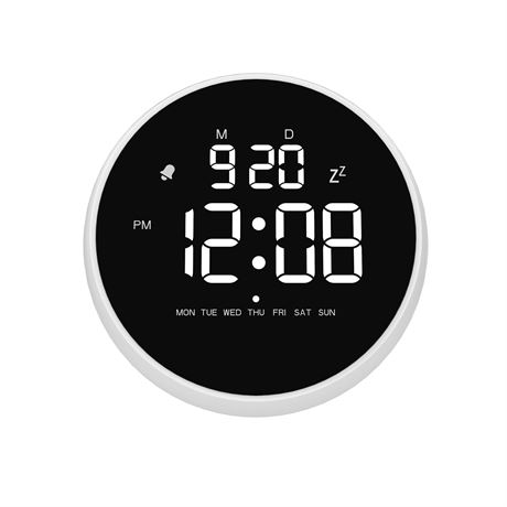 Horloge de table DEL ronde Hometrends blanche, réveille-matin