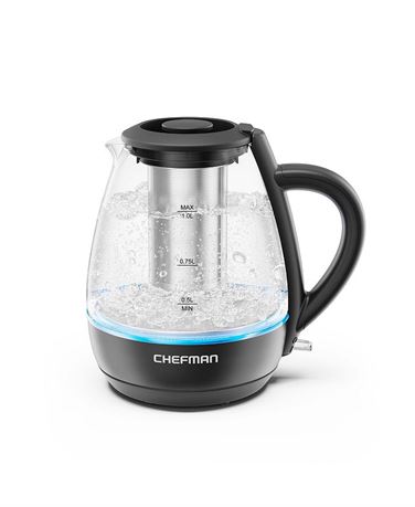 Bouilloire Chefman verre 1 L avec infuseur et LED