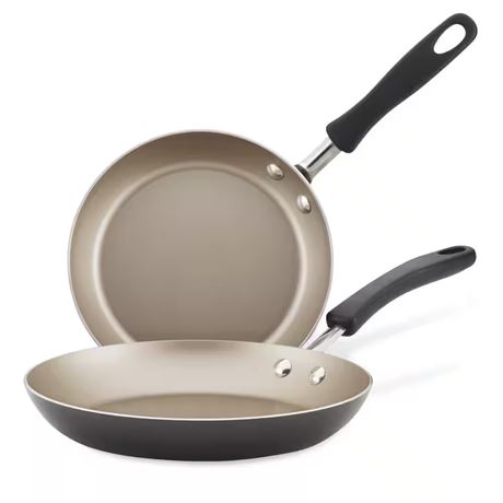 VOIR PHOTOS - Ens. 2 pcs - poêles Cookstart alu Diamond Max antiadh. étain
