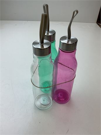 Lot de 3 bouteilles vert blanc rose