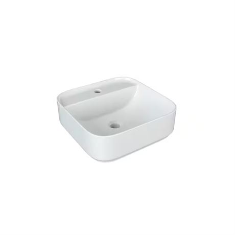 Lavabo vasque carré céramique blanc 17 po
