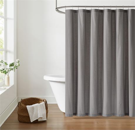 Rideau de douche coton percale uni gris 72 x 72 po