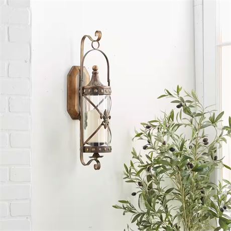 SANS CHANDELLE - Applique murale bronze 20 po verre décoratif
