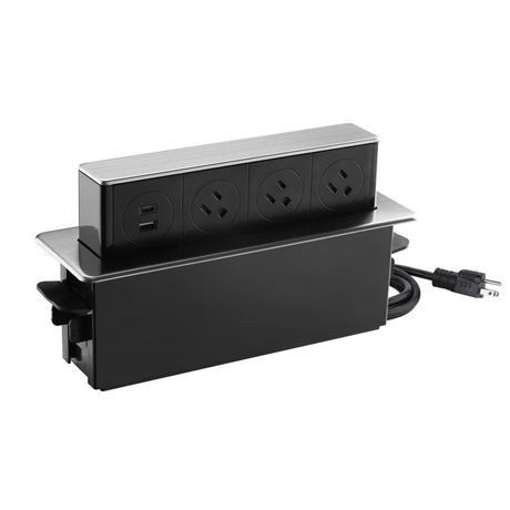 Prise escamotable gain place 3 prises + USB, Type-C couvre-réceptacle