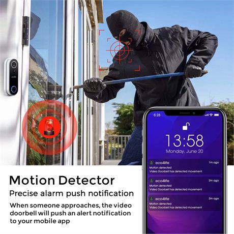 Sonnette vidéo intelligente WiFi avec carillon