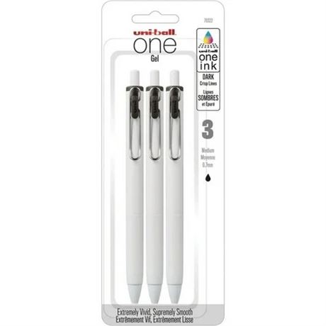 Stylo gel uniball ONE 0,7 mm noir 1 paquet de 3