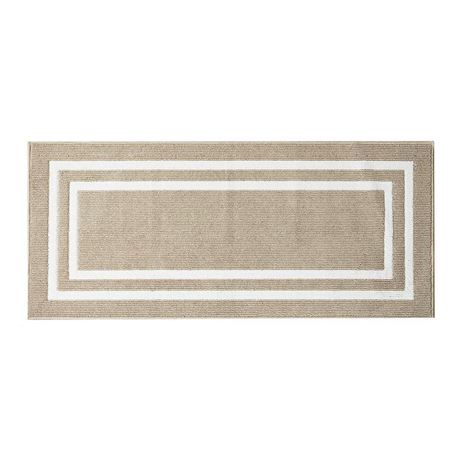 Tapis touffeté lavable antidérapant beige/blanc 2,2 x 5 pi