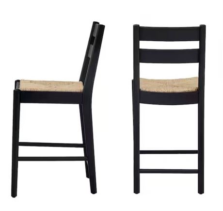 Tabourets comptoir Home Decorators Hamlin 24,3 po tissés naturels noirs