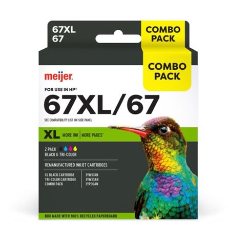 Cartouche encre Meijer pour HP 67XL/67 noir/tricolore