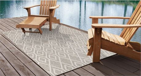 Tapis int/ext Unique Loom Jill Zarin (2 x 3 pi) gris sarcelle treillis