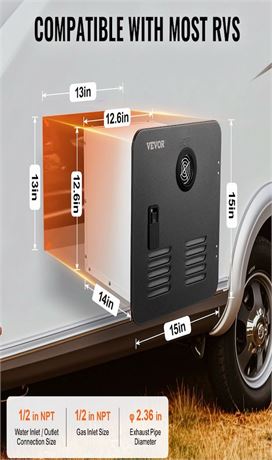 Chauffe-eau instantané VR VEVOR avec porte noire