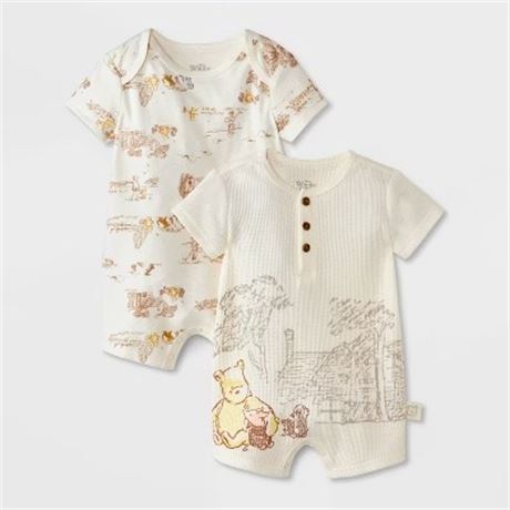 Paquet 2 combinaisons Disney Winnie l'ourson bébé beige 12M