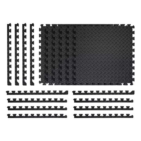 Tuiles mousse gym noir 24x24 po lot de 6