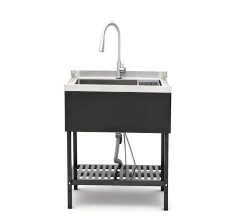 Évier cuisine inox simple 40 x 24 x 34 po avec robinet