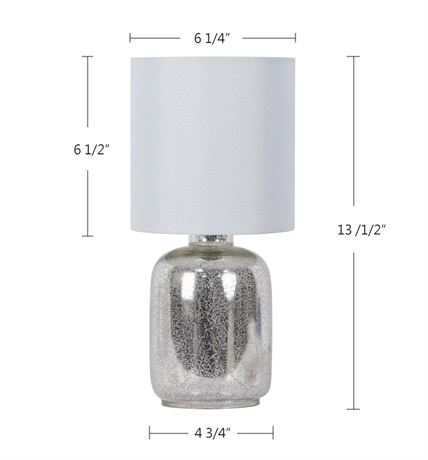 Lampe d'accent finition argent 6,5 x 6,25 x 6,25 po