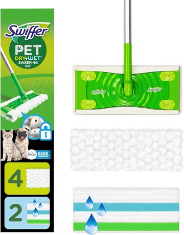 Balai-laveur Swiffer Pet Sweep + Mop – lingettes sèches et humides