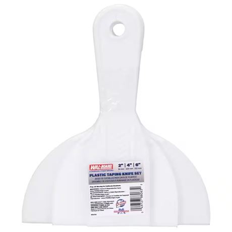 Spatules plastique mastic 2/4/6 po - lot de 16 paquets de 3