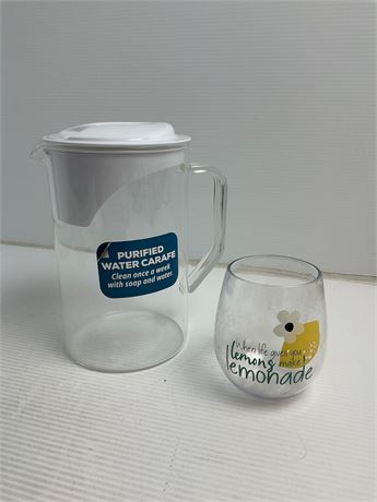 Carafe eau et verre plastique