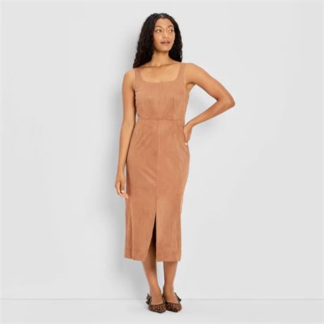 L - Robe midi trapèze en daim pour femme - Future Collective