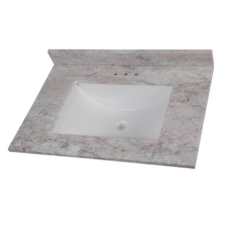 Comptoir lavabo marbre synthétique 31 x 22 po blanc