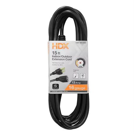 Rallonge légère int/ext HDX 15 pi 16/3 - noire