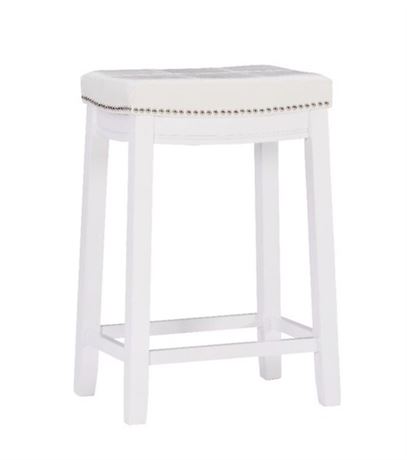 Tabouret comptoir sans dossier Linon Claridge blanc