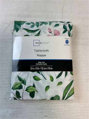 Nappe rectangulaire verte motif feuilles 52 x 70 po