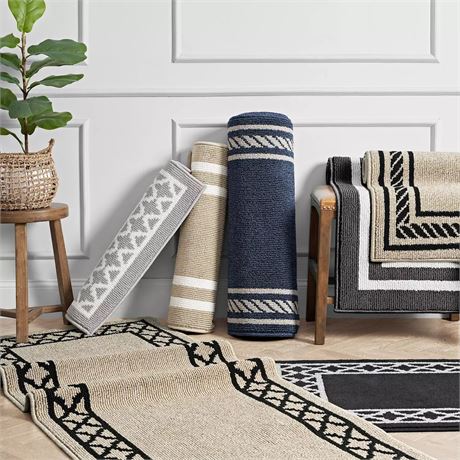 Tapis chemin touffeté Nautica bordure corde 26 x 96 po