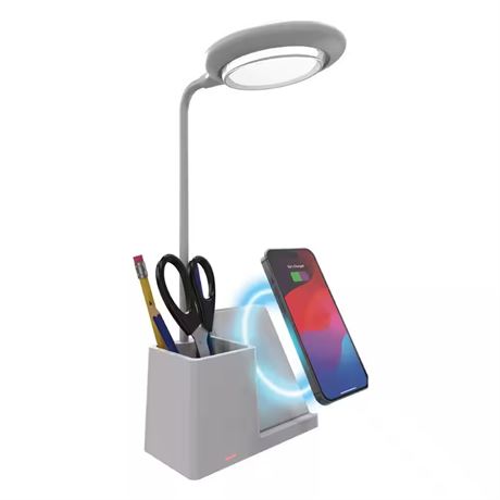 Lampe bureau DEL Atmosphere 12 po col-de-cygne 10 W charge sans fil QI