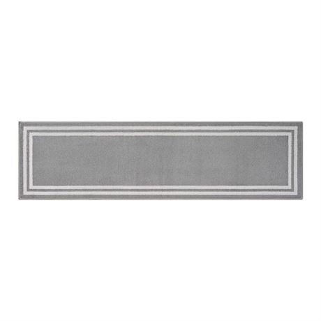 Tapis Debbie double bordure gris clair/ivoire 2 x 8 pi touffeté polypro