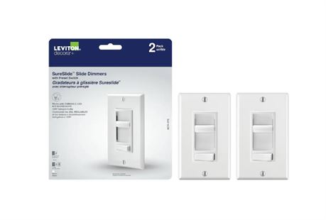 Gradateurs à glissière Leviton Decora SureSlide avec préréglage
