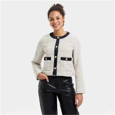 XXL - Cardigan tricot tissé femmes A New Day - carreaux crème