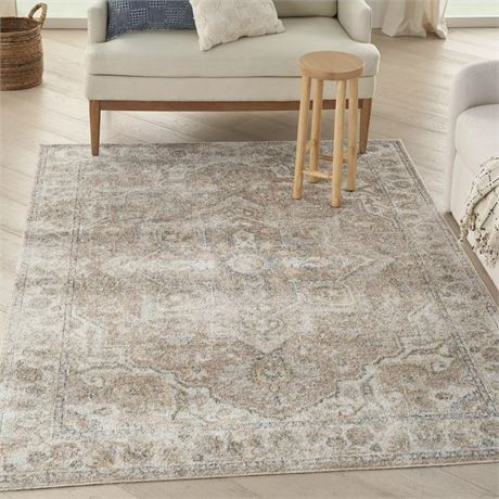 Tapis intérieur lavable Nourison Astra médaillon vintage (2 x 8 pi)