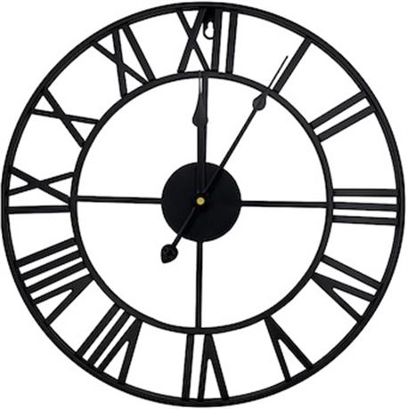 Grande horloge murale 24 po ronde surdim. chiffres romains ancien
