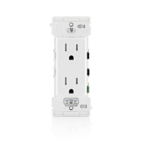 Prise duplex blanche inviolable Leviton Decora Edge 15A 125V