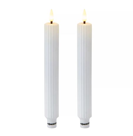 Ens. 2 bougies fuselées DEL Mikasa mèche lumineuse vraie cire 1,2 x 9,4 po