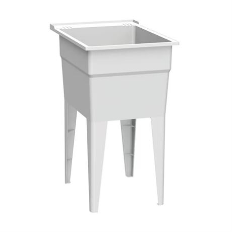 Cuve à lessive RuggedTub étroite 18 po 2 tablettes blanche distrib. savon