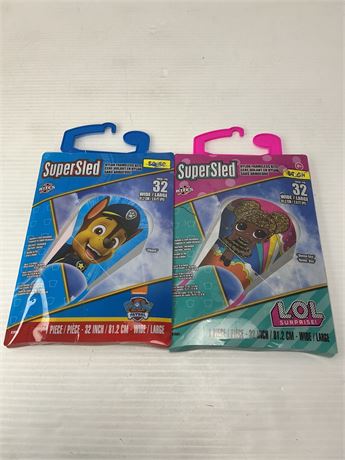 2 cerfs-volants Supersled 32 po (1 Paw Patrol et 1 L.O.L. Surprise)